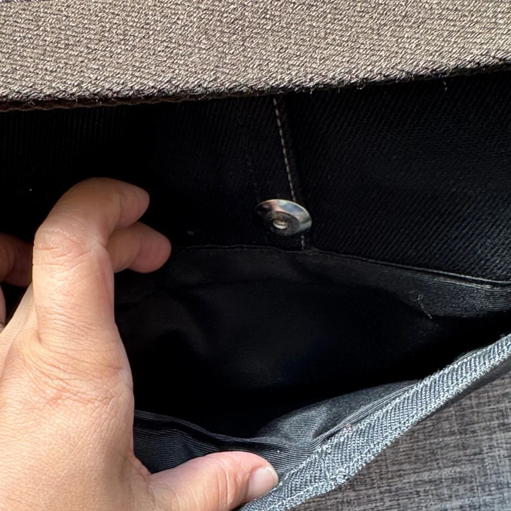 Coach Black Messenger Bag with Brown Leather Trimming & Brown Handle